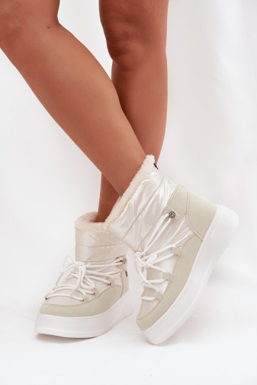 Botas femininas de neve com plataforma Lee Cooper LCJ-25-03-3815, cor branca