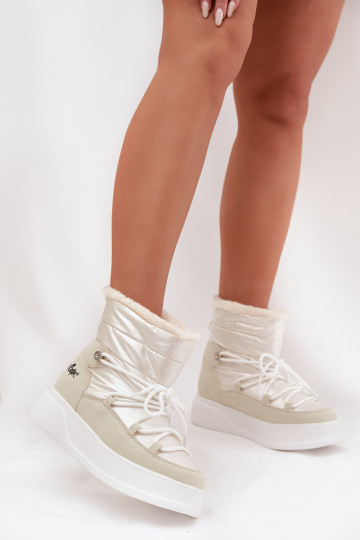 Botas femininas de neve com plataforma Lee Cooper LCJ-25-03-3815, cor branca 2