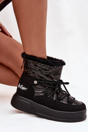 Botas femininas de neve com plataforma Lee Cooper LCJ-25-03-3814, cor preta