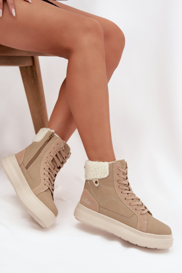 Botas femininas de inverno com forro Lee Cooper LCJ-25-01-3736, cor areia