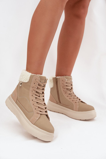 Botas femininas de inverno com forro Lee Cooper LCJ-25-01-3736, cor areia 2