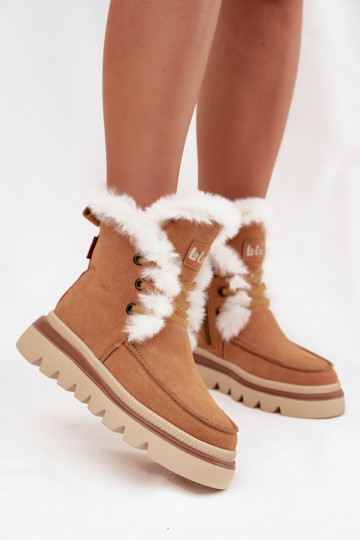 Botas femininas de neve em camurça natural Lee Cooper LCJ-25-01-3738, cor marrom 2