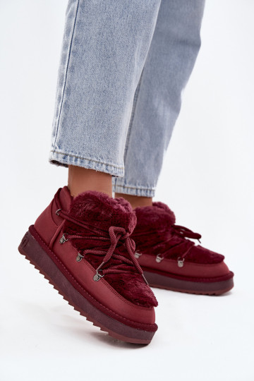 Baixo Botas de neve com uma plataforma com um casaco de pele D.Franklin DFSH370011 Borgonha