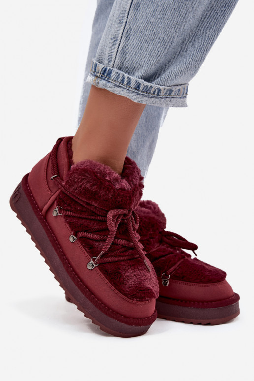 Baixo Botas de neve com uma plataforma com um casaco de pele D.Franklin DFSH370011 Borgonha Baixo Botas de neve com uma plataforma com um casaco de pele D.Franklin DFSH370011 Borgonha