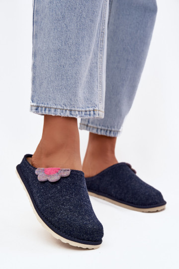 Chinelos femininos com flor Inblu CS000043, cor azul marinho
