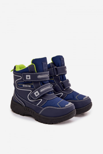 aquecimento Botas de neve infantis sapato Big Star OO374048 azul escuro
