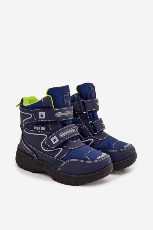 aquecimento Botas de neve infantis sapato Big Star OO374048 azul escuro