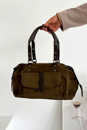 Portátilde camurça ecológicau cor cáqui Gressa