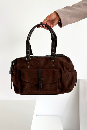 Bolsa de camurça sintética chocolate Gressa 2