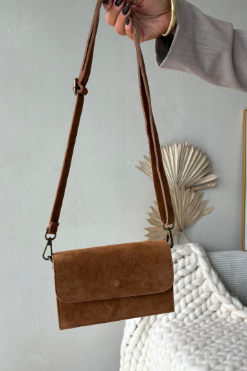 Bolsa de camurça natural marrom Mirine