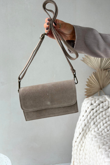 Bolsa de camurça natural cor marfim Mirine