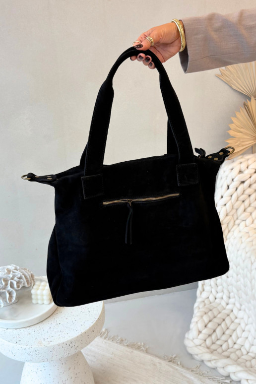 Skórzana de camurçaoParaa Portátil com um bolso preto Zephina