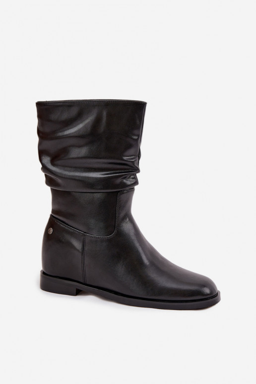 Pele Botas femininas Com babados aquecimento Tem que serciejka K7211-01 cor preta
