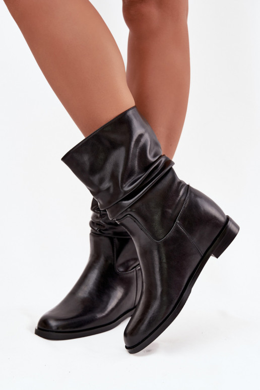 Pele Botas femininas Com babados aquecimento Tem que serciejka K7211-01 cor preta