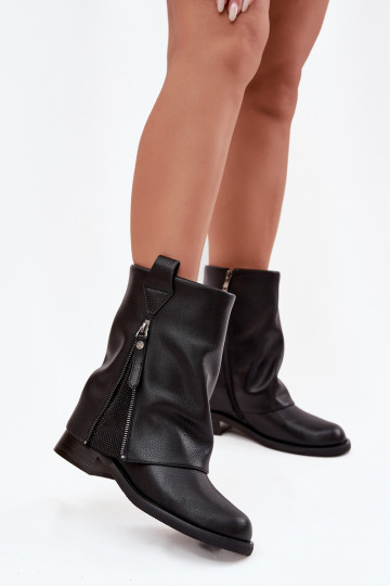 Pele Botas femininasEMyParainiętą CholeParaką Klocke Tem que serciejka K7213-01 cor preta