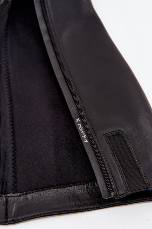 Pele aquecimento botas femininas com salto Tem que serciejka A7165-01 cor preta Pele aquecimento botas femininas com salto Tem que serciejka A7165-01 cor preta