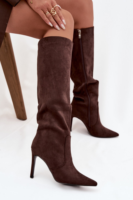 aquecimento botas femininas com salto finode camurça ecológicau CzekoladoParae Rosavine aquecimento botas femininas com salto finode camurça ecológicau CzekoladoParae Rosavine