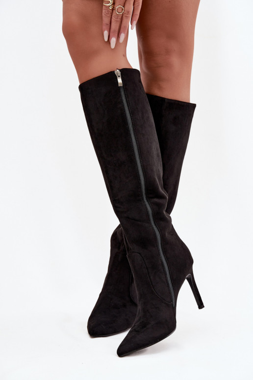 aquecimento botas femininas com salto finode camurça ecológicau cor preta Rosavine aquecimento botas femininas com salto finode camurça ecológicau cor preta Rosavine