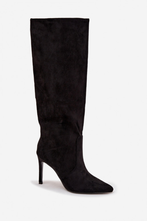 aquecimento botas femininas com salto finode camurça ecológicau cor preta Rosavine aquecimento botas femininas com salto finode camurça ecológicau cor preta Rosavine