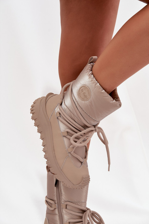 Pele Botas de neve com uma plataforma Lee Cooper LCJ-25-12-3663 bege-cor dourada Pele Botas de neve com uma plataforma Lee Cooper LCJ-25-12-3663 bege-cor dourada