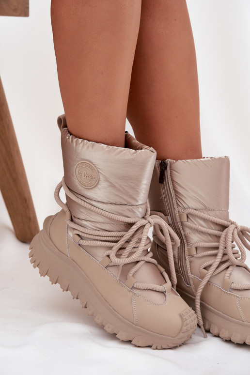 Pele Botas de neve com uma plataforma Lee Cooper LCJ-25-12-3663 bege-cor dourada Pele Botas de neve com uma plataforma Lee Cooper LCJ-25-12-3663 bege-cor dourada