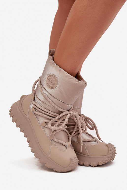 Pele Botas de neve com uma plataforma Lee Cooper LCJ-25-12-3663 bege-cor dourada Pele Botas de neve com uma plataforma Lee Cooper LCJ-25-12-3663 bege-cor dourada