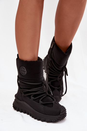 Bota de neve em couro sintético Lee Cooper LCJ-25-12-3660 cor preta com plataforma