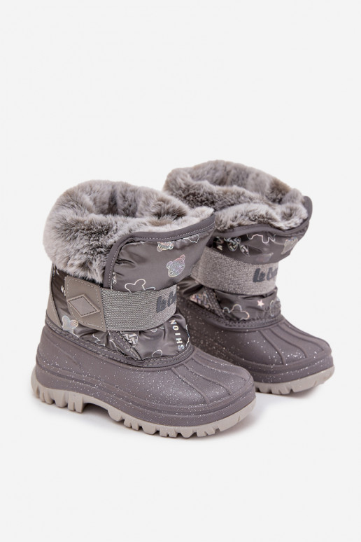 Botas de neve infantis com um casaco de pele com fixadores adesivos Lee Cooper LCJ-25-10-3788 cor cinza