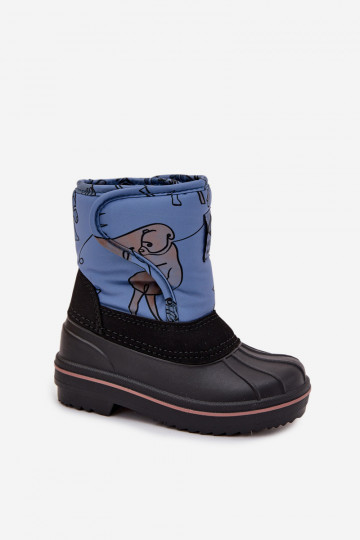 Bota infantil Lee Cooper LCJ-25-10-3774 cor azul para neve com fechos adesivos