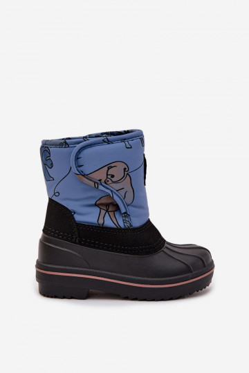 Bota infantil Lee Cooper LCJ-25-10-3774 cor azul para neve com fechos adesivos 2