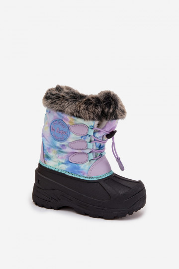 Bota infantil Lee Cooper LCJ-25-10-3778 cor violeta para neve com pelúcia e elásticos