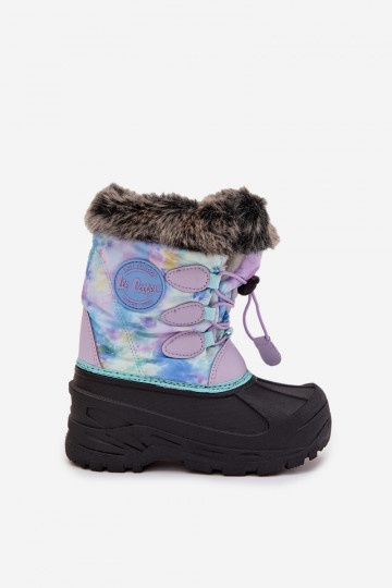 Bota infantil Lee Cooper LCJ-25-10-3778 cor violeta para neve com pelúcia e elásticos 2