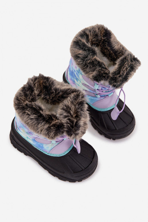 Botas de neve Infantil Infantil com um casaco de pele I Ściągaczem Lee Cooper LCJ-25-10-3778 Cor violeta