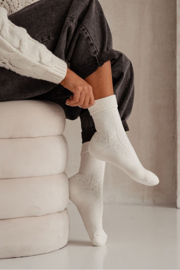 Meias Feminino Frotte Zygzak cor de marfim