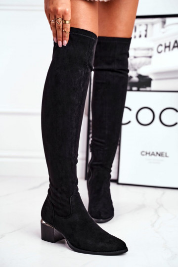 Botas de cano alto de camurça ecológica cor preta Can't Stop 2