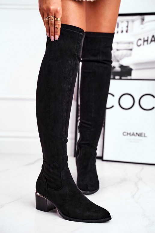 Botas de cano alto de camurça ecológica cor preta Can't Stop