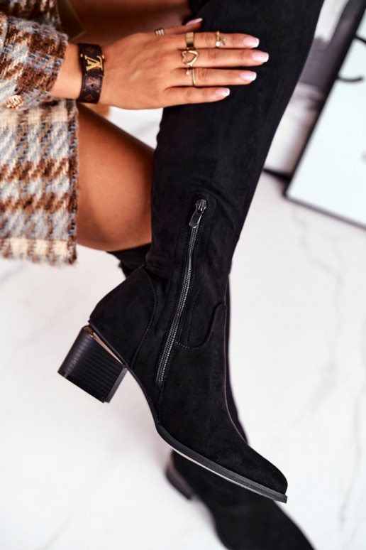 Botas de cano alto de camurça ecológica cor preta Can't Stop