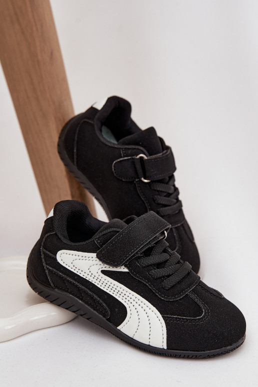 sapato Tênis infantiscom fecho adesivoem Preto e-cor branca Perrin