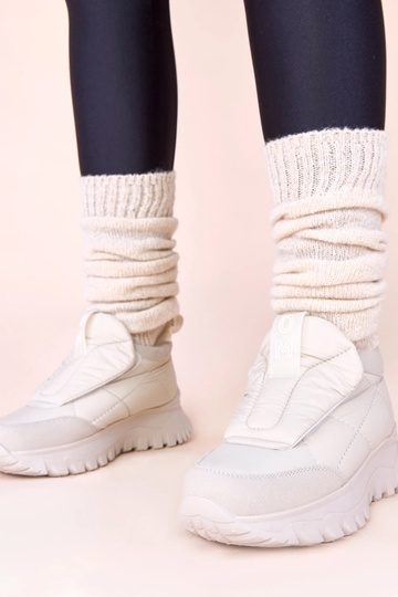 Botas de neve femininas cinzas com fecho adesivo Penny