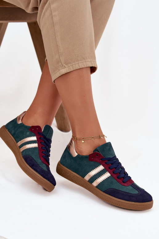 Zazoo N1068 de camurça Baixo À modalo de tênis Feminino ButelkoParaa Zieleń