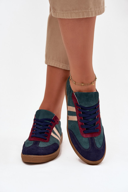 Zazoo N1068 de camurça Baixo À modalo de tênis Feminino ButelkoParaa Zieleń