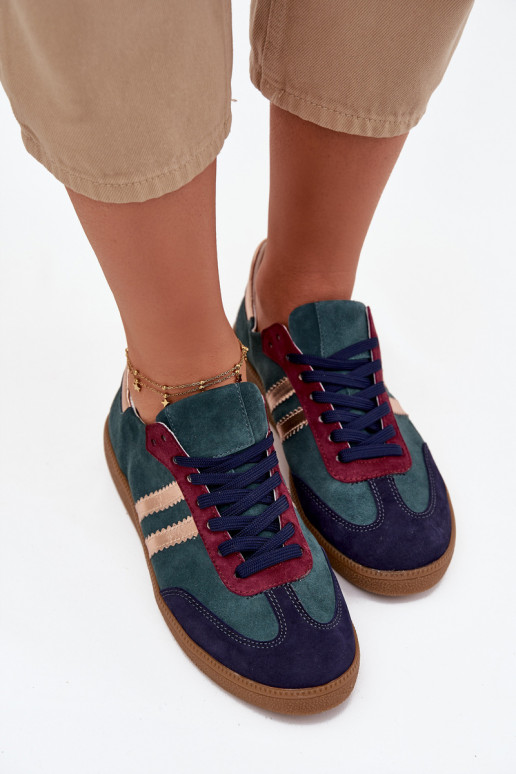 Zazoo N1068 de camurça Baixo À modalo de tênis Feminino ButelkoParaa Zieleń