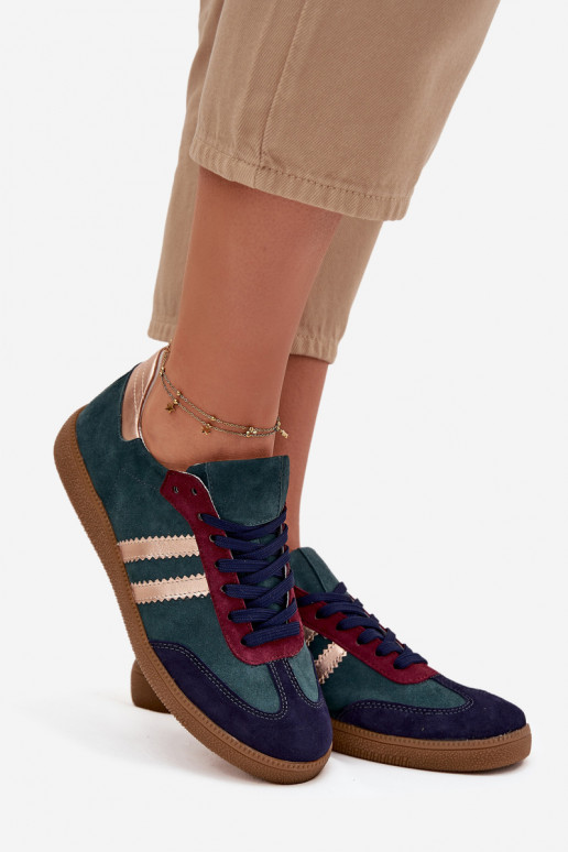 Zazoo N1068 de camurça Baixo À modalo de tênis Feminino ButelkoParaa Zieleń