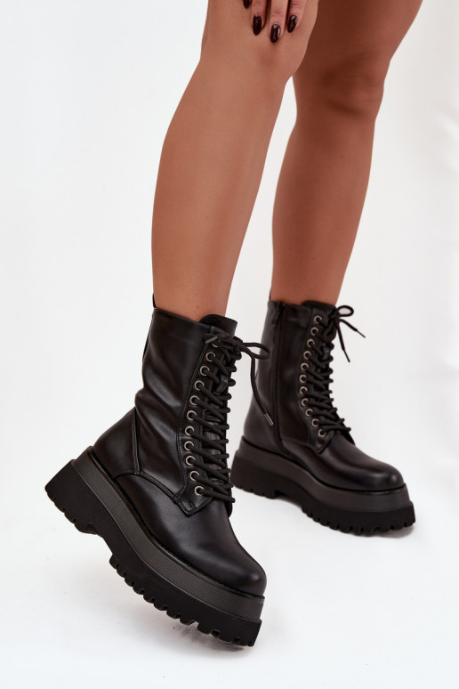 Botins de trabalho Feminino aquecimento com uma plataforma cor preta Felisse