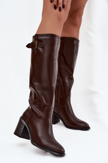 botas femininas com salto com fivelas CzekoladoParae Brenira 2