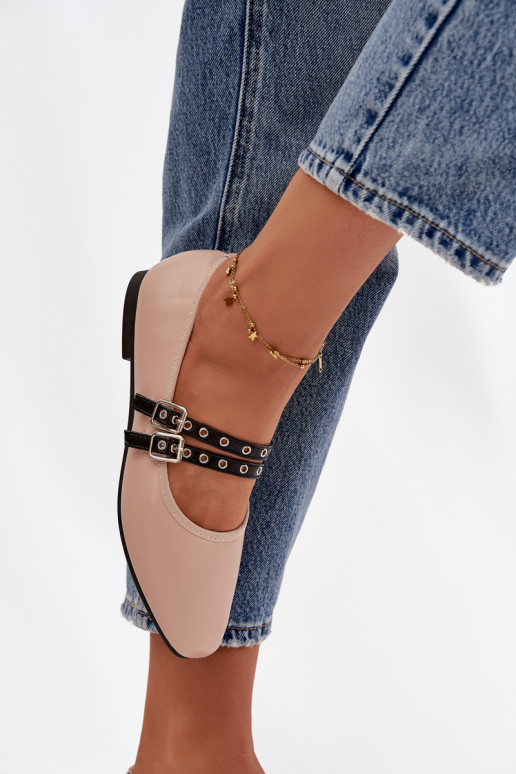 Bailarinas Feminino com listras bege Deliora