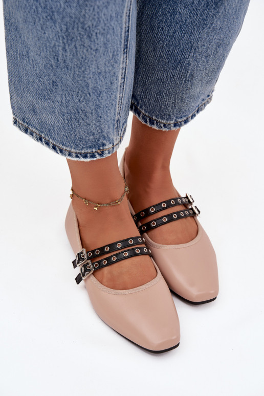 Bailarinas Feminino com listras bege Deliora