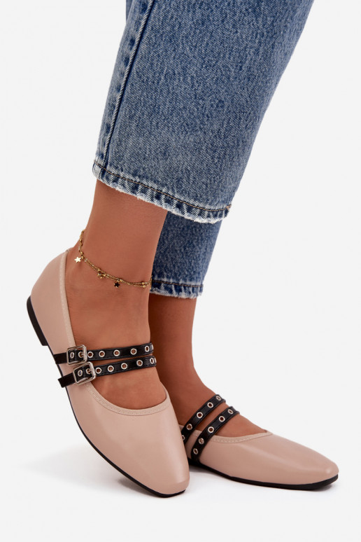 Bailarinas Feminino com listras bege Deliora