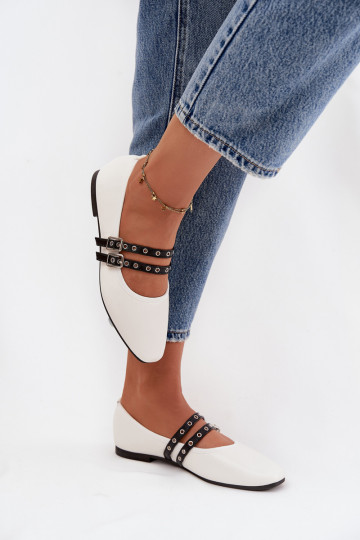 Bailarinas Feminino com listras cor branca Deliora