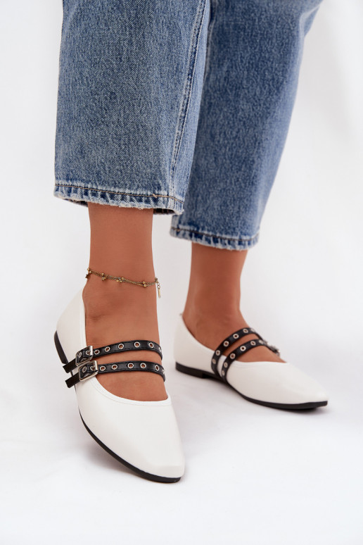 Bailarinas Feminino com listras cor branca Deliora